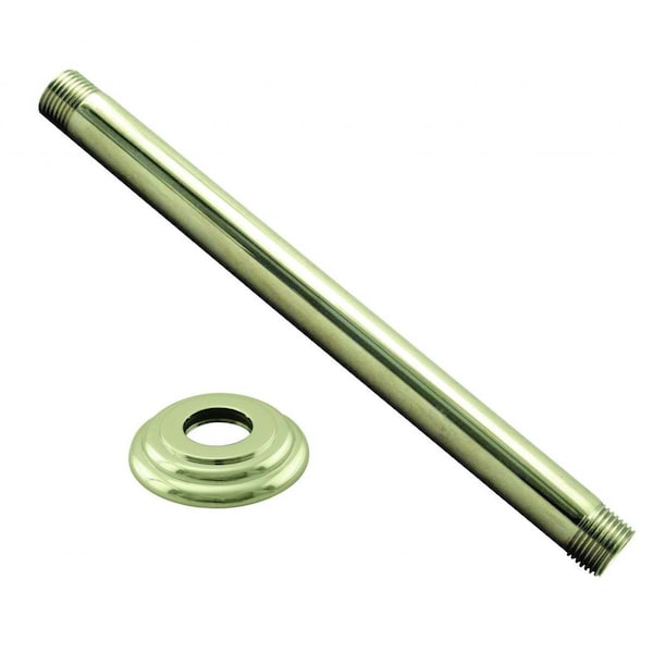 Westbrass 1/2" IPS x 6" Ceiling Mounted Shower Arm W/ Flange in Polished Brass D3606A-01 - main